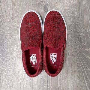 Vans, red snake skin, size women’s 8 , worn once